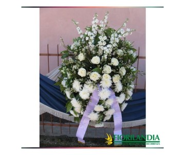 Cuscino funebre di fiori bianchi